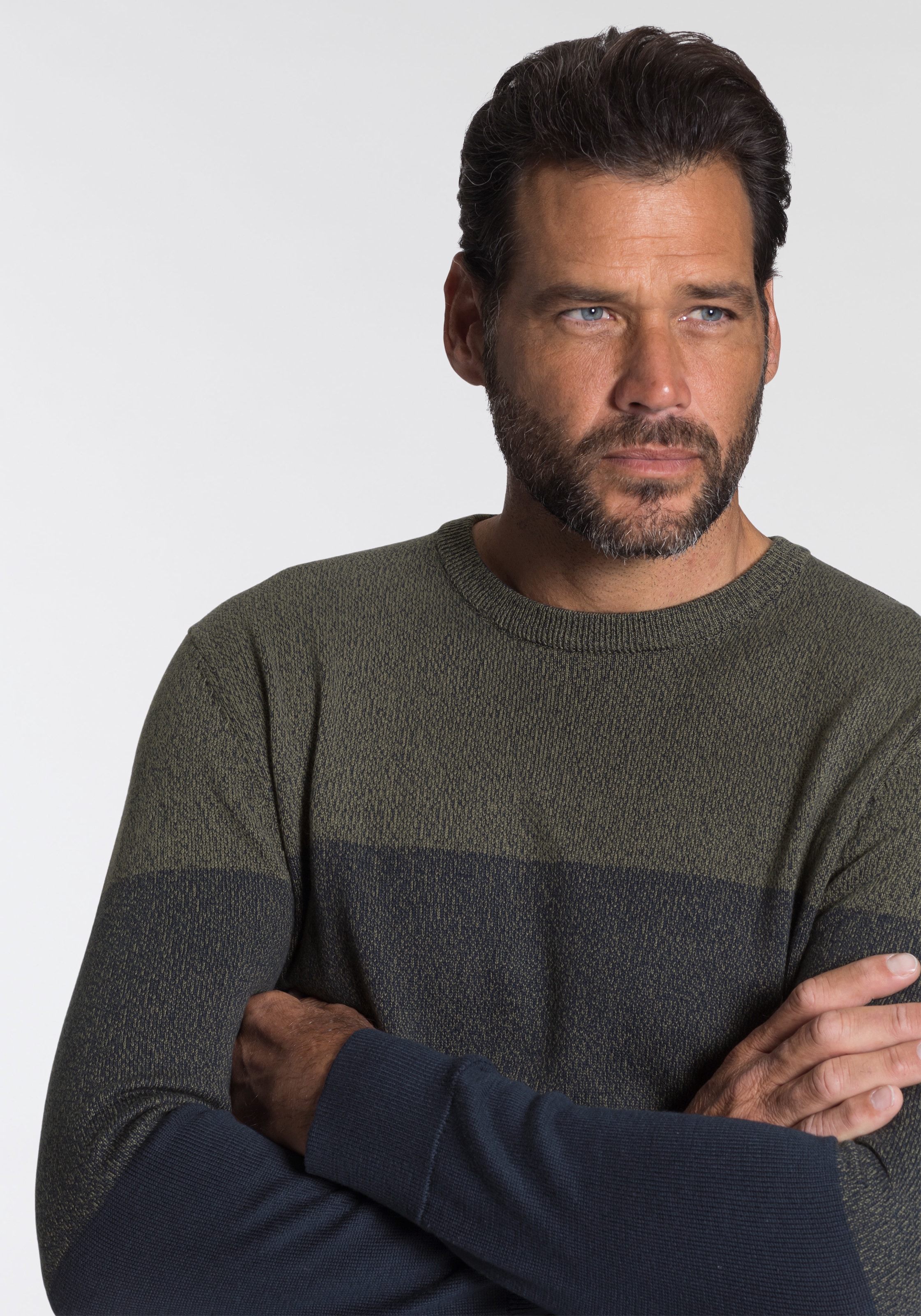 Man's World Rundhalspullover »Bis Grösse 5 XL«, mit Blockstreifen