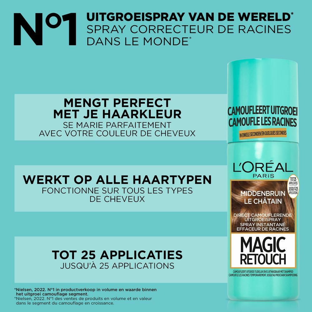 L'Oréal Magic Retouch Uitgroeispray Middenbruin75 ml
