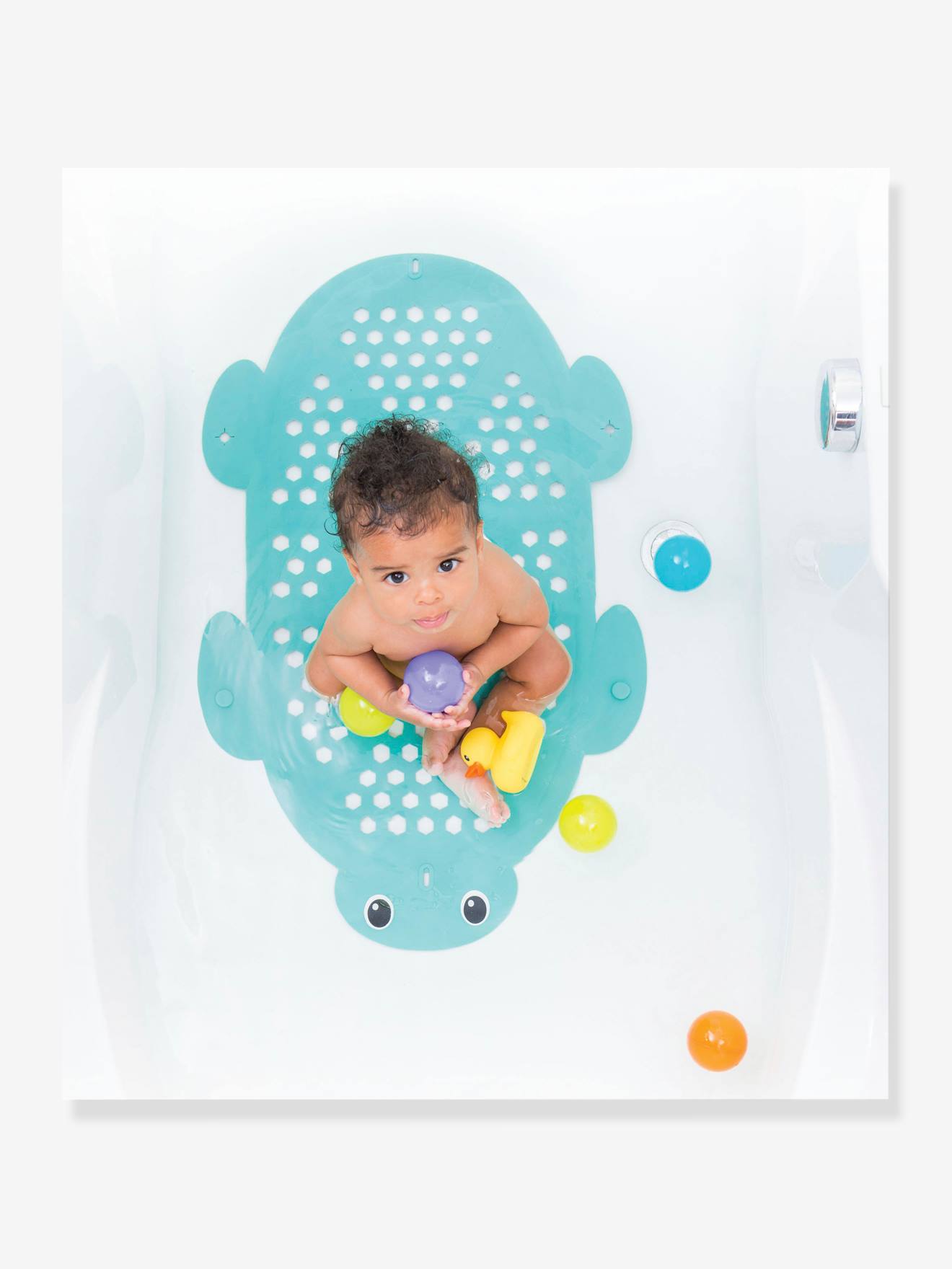 Tapete de banho e armazenamento 2 em 1 INFANTINO, azul forte liso