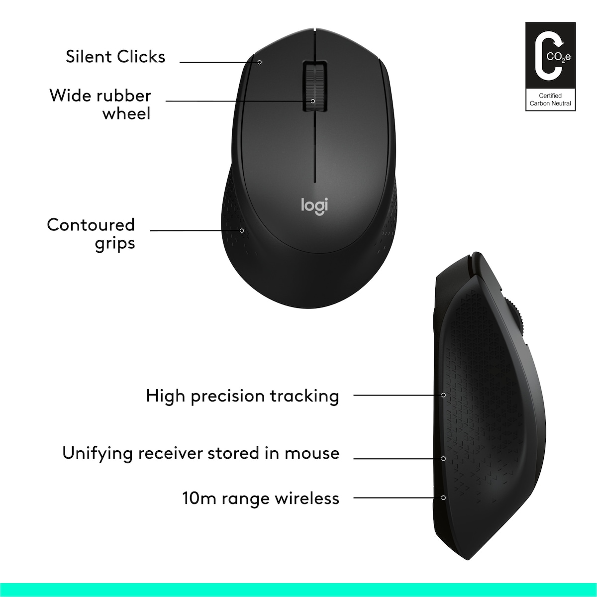 Logitech M330 Silent Plus trådløs mus (sort)