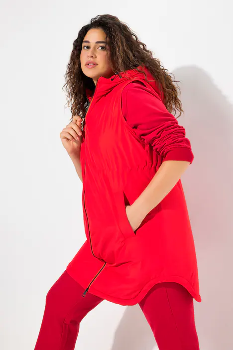 Weste, wasserabweisend, Kapuze, 2-Wege-Zipper, salsa