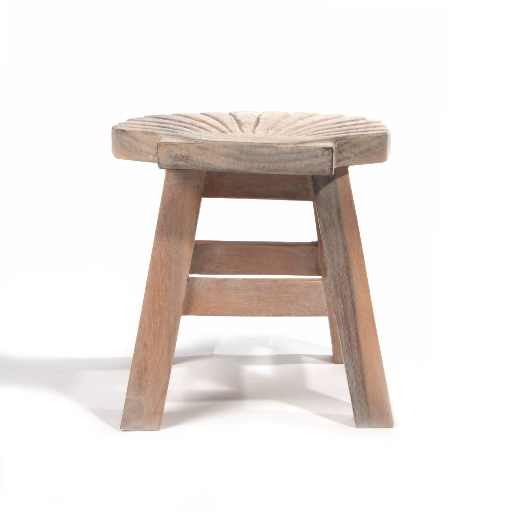 Hocker mit Motiv 'Muschel', weiß gekälkt, Ø 27 cm, H 25 cm von fischer's lagerhaus