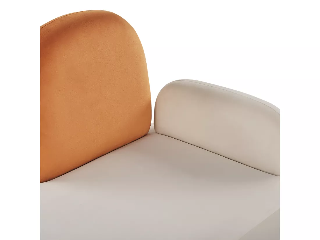 Chaise longue côté droit en velours orange ARCEY