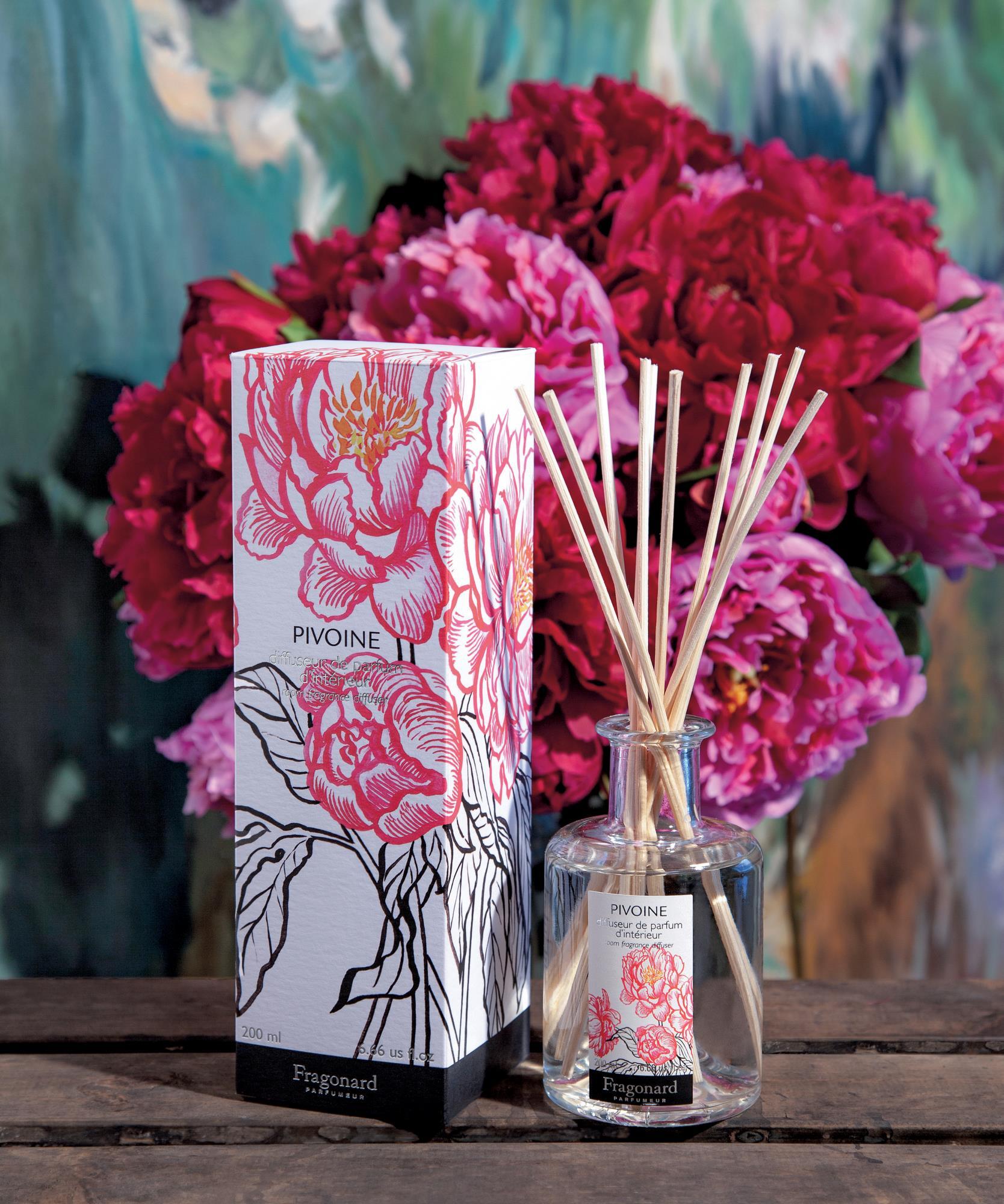 Pivoine  Diffuseur + 10 bâtonnets - flacon 200 ml