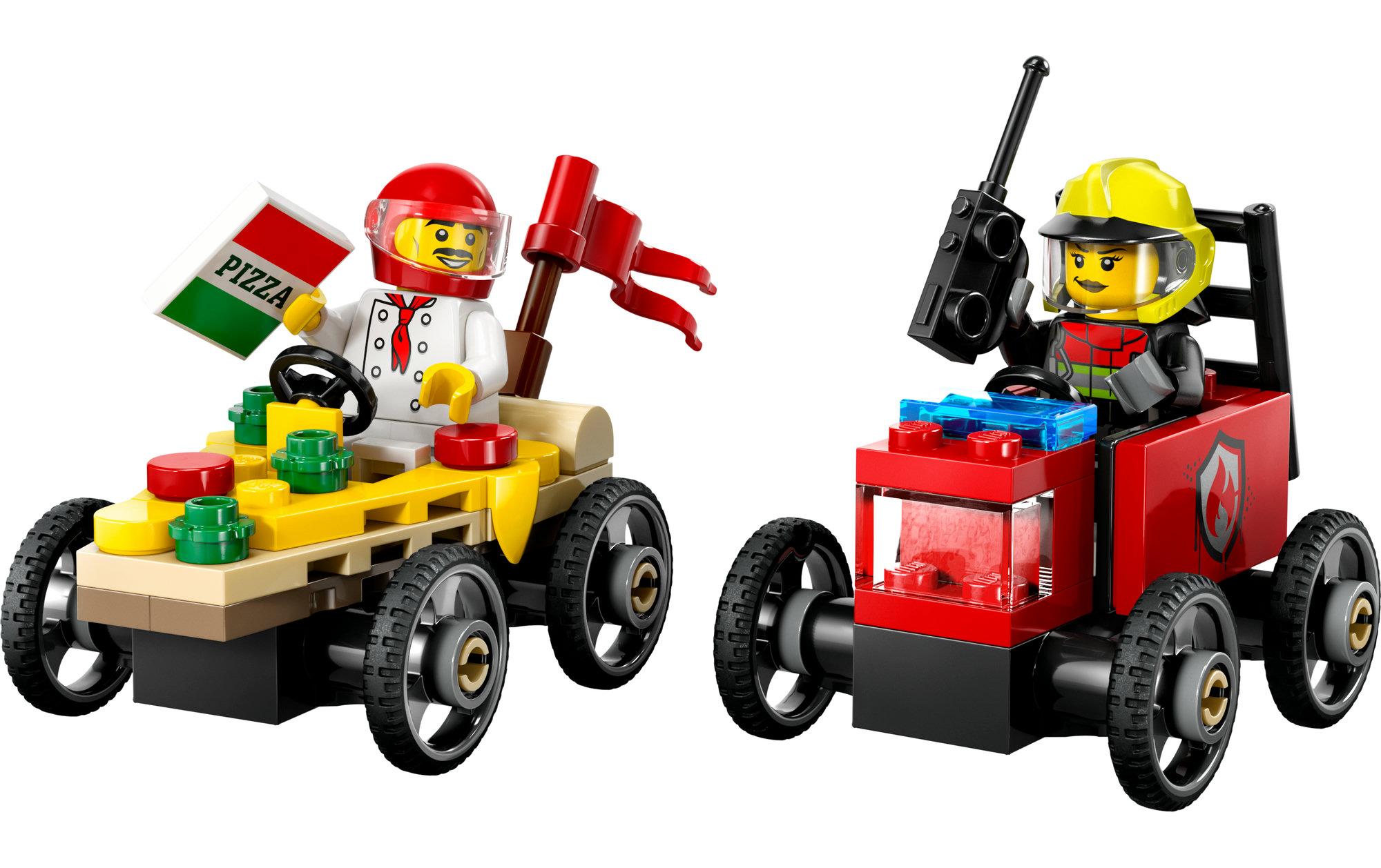 City Pizzalieferwagen vs. Löschauto 60460Vielseitiges Konstruktionsspielzeug zur Förderung der Kreativität und Fantasie