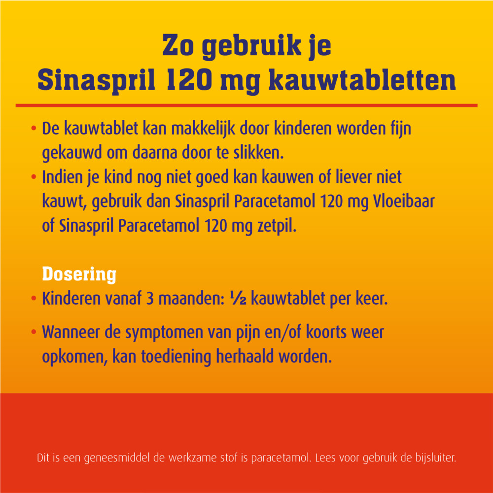 Sinaspril Paracetamol 120 mg 10 kauwtabletten