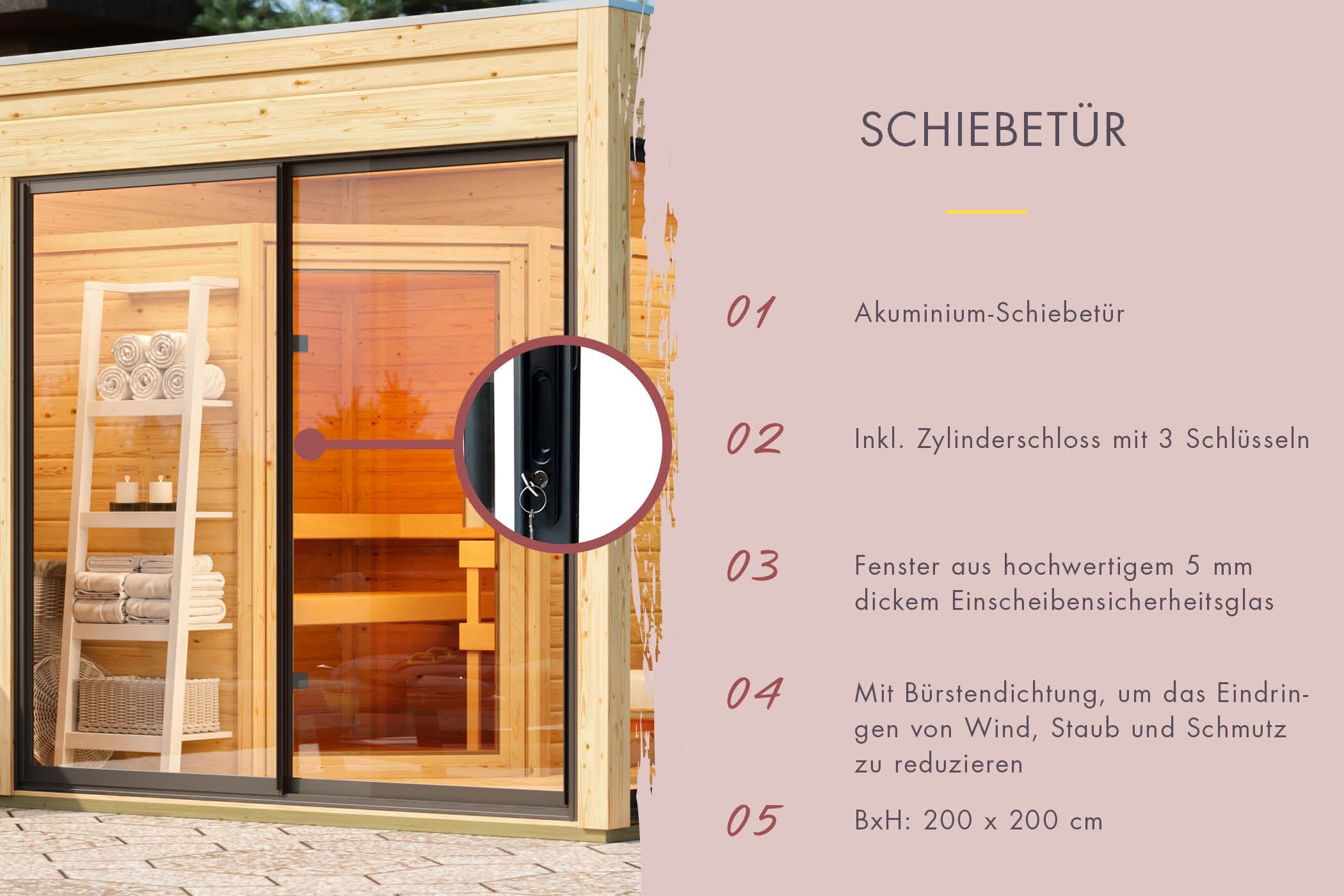 Karibu 73 mm Saunahaus Belmira inkl. Saunaofen mit eingebauter Steuerung 9 kW schwarz