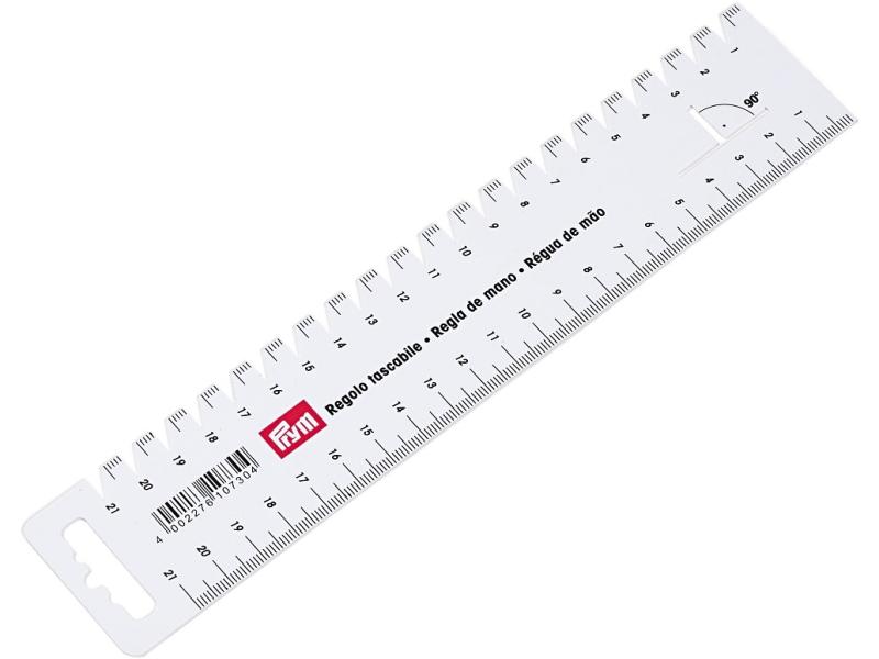Prym Handmass 21 cm, Weiss Handliches Messwerklineal