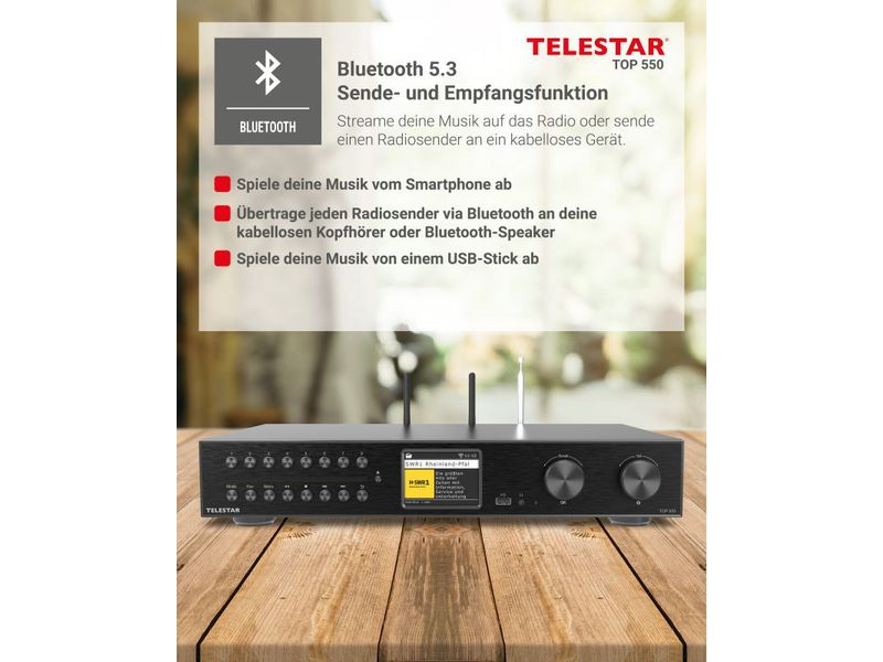 Telestar Netzwerk-Audioplayer TOP 550 Schwarz All-In-One-HiFi-System mit DAB /FM, Internetradio und CD-Player