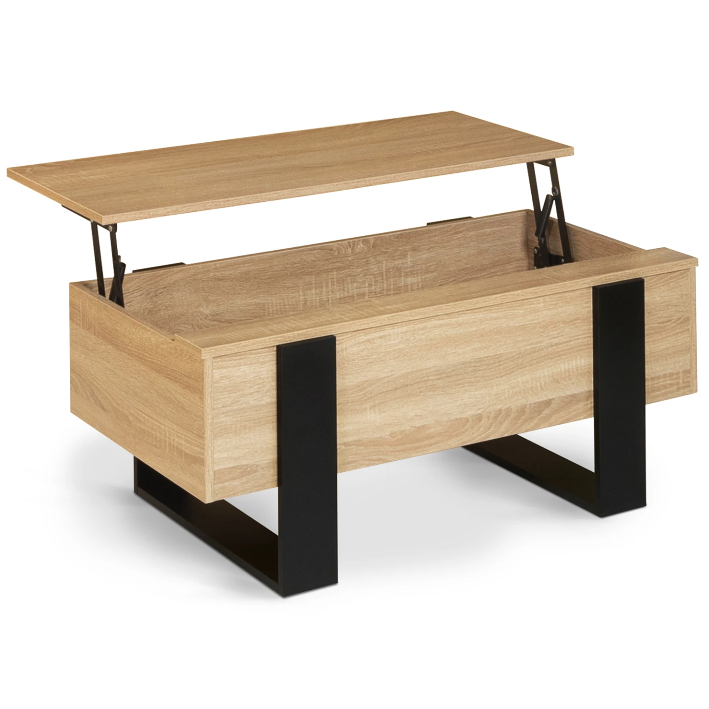 Table basse plateau relevable rectangulaire PHOENIX bois et noir
