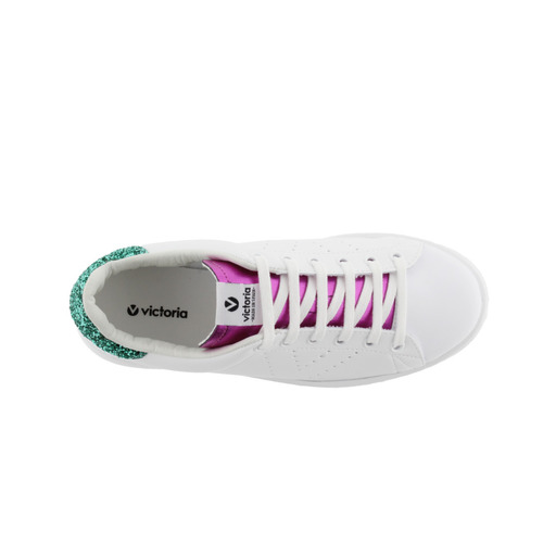 Zapatillas De Efecto Piel Victoria Tenis Con Trasera De Glitter Y Lengüeta Metalizada