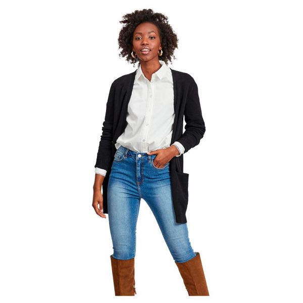 Vila Ril Open Long Sleeve Cardigan Preto XS Mulher