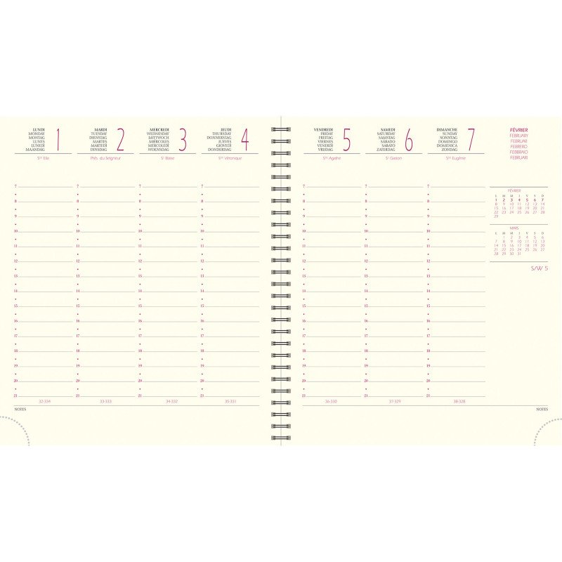 Agenda SAD 18S Méline 15 x 17 cm Semainier - Septembre 2026 à Décembre 2027 - vert