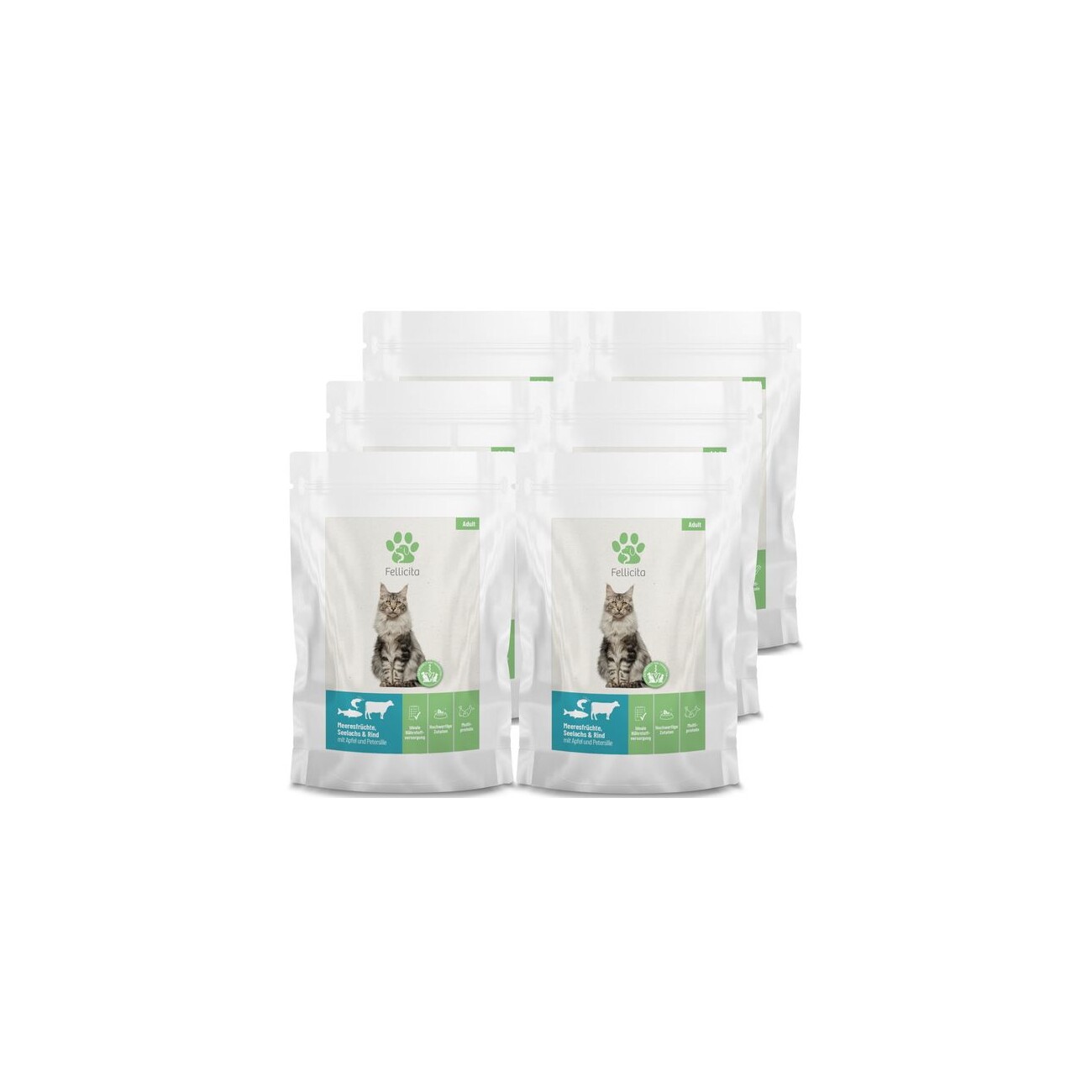 Fellicita Meeresfrüchte, Seelachs & Rind 6x 295g Frischebeutel
