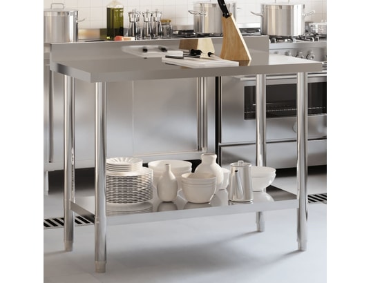 VIDAXL - Mobilier de cuisine Table de travail de cuisine avec dosseret 110x55x93 cm inox