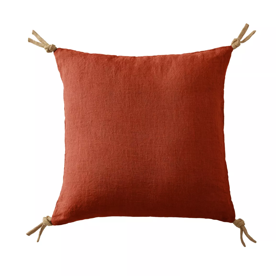 Coussin carré lin lavé (45 cm) Louise Terracotta