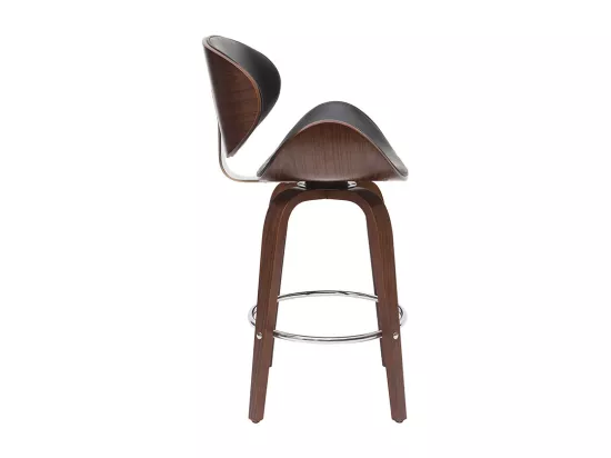 Tabouret de bar pivotant noir et bois foncé 65 cm WALNUT
