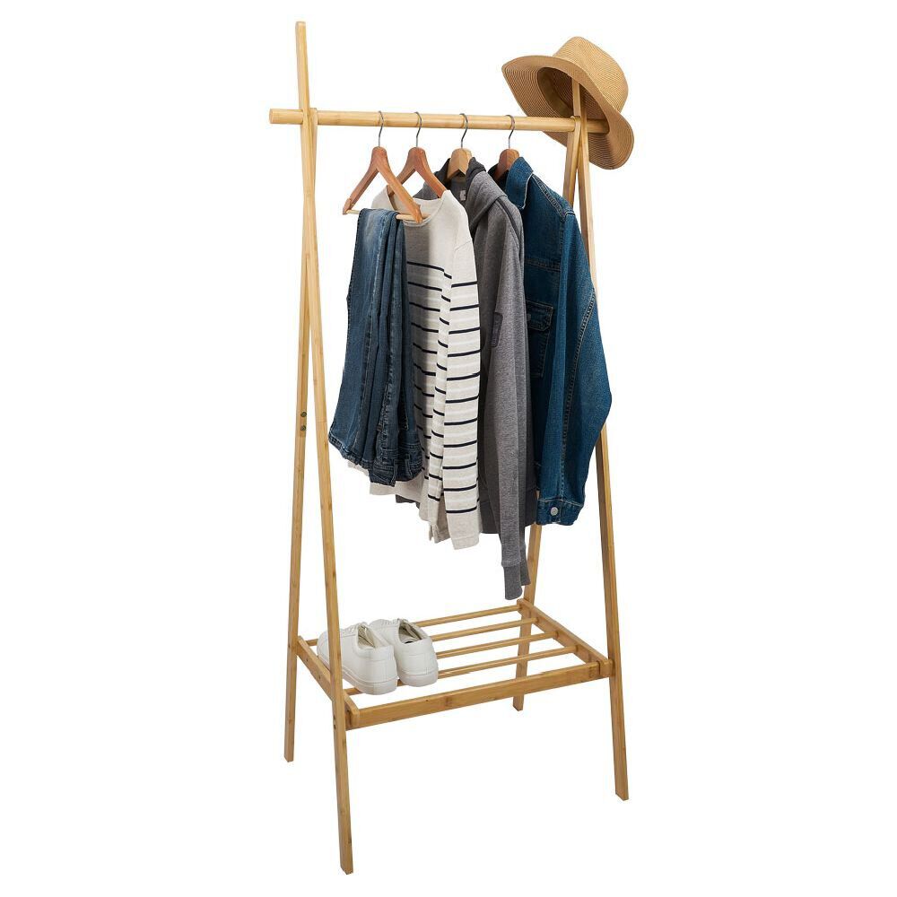 Penderie avec étagère 75xH160x47cm bambou verni