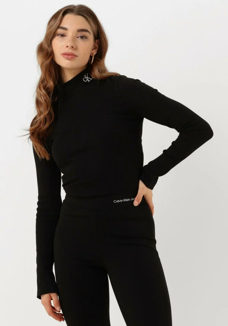 CALVIN KLEIN zwarte calvin klein coltrui rib mock neck