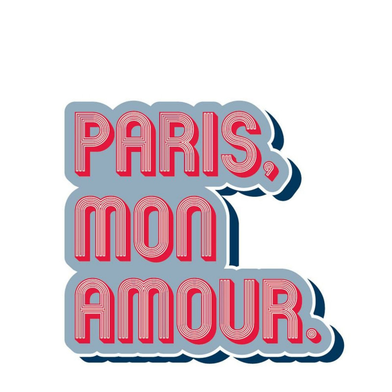 Autocollant sticker recyclé French coeur Paris mon amour