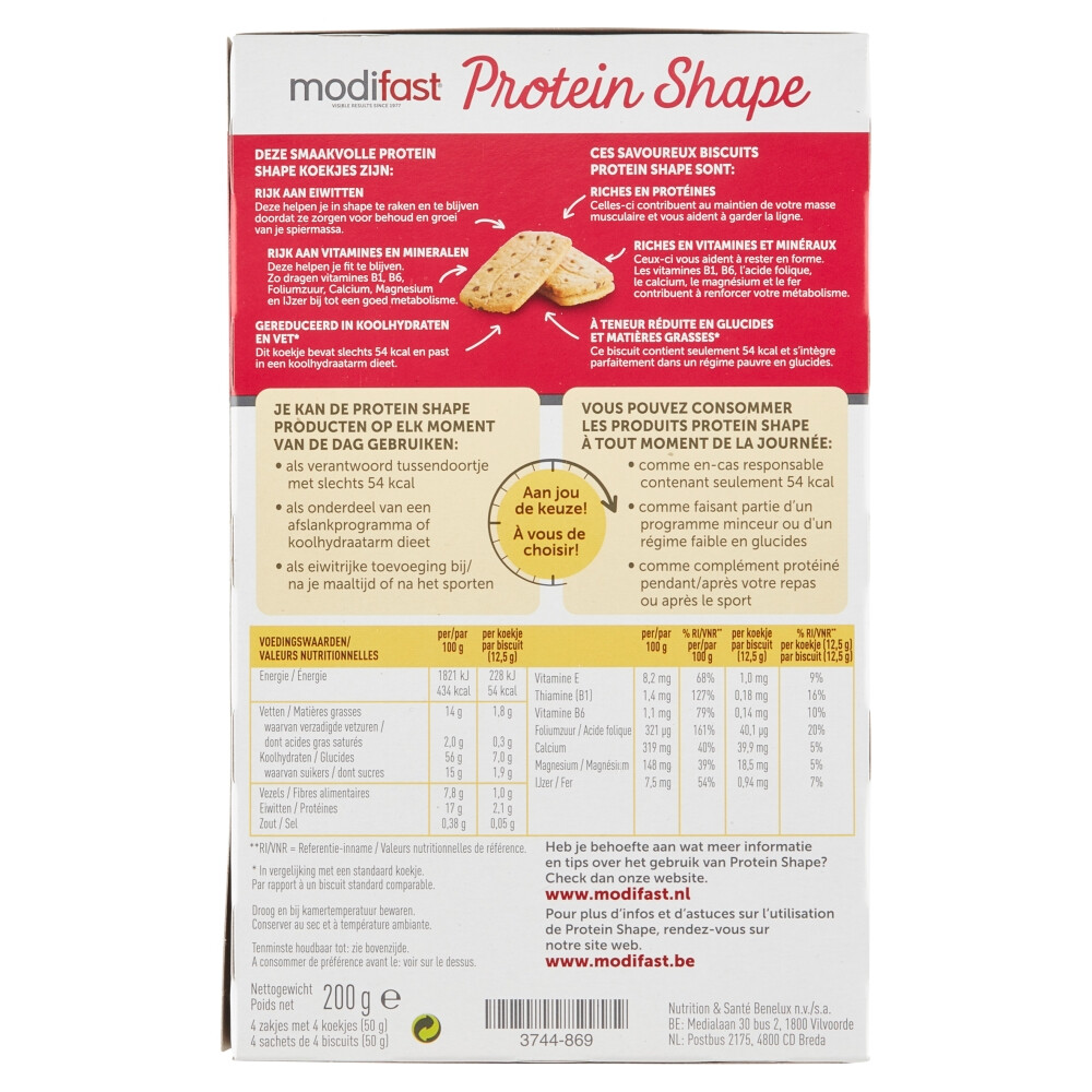 12x Modifast Protein Shape Koekjes Graan-Chocolade4 x 50 gr
