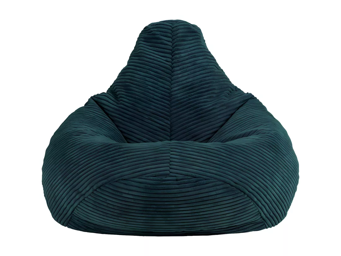 Pouf inclinable enfant velours côtelé bleu canard - DALTON