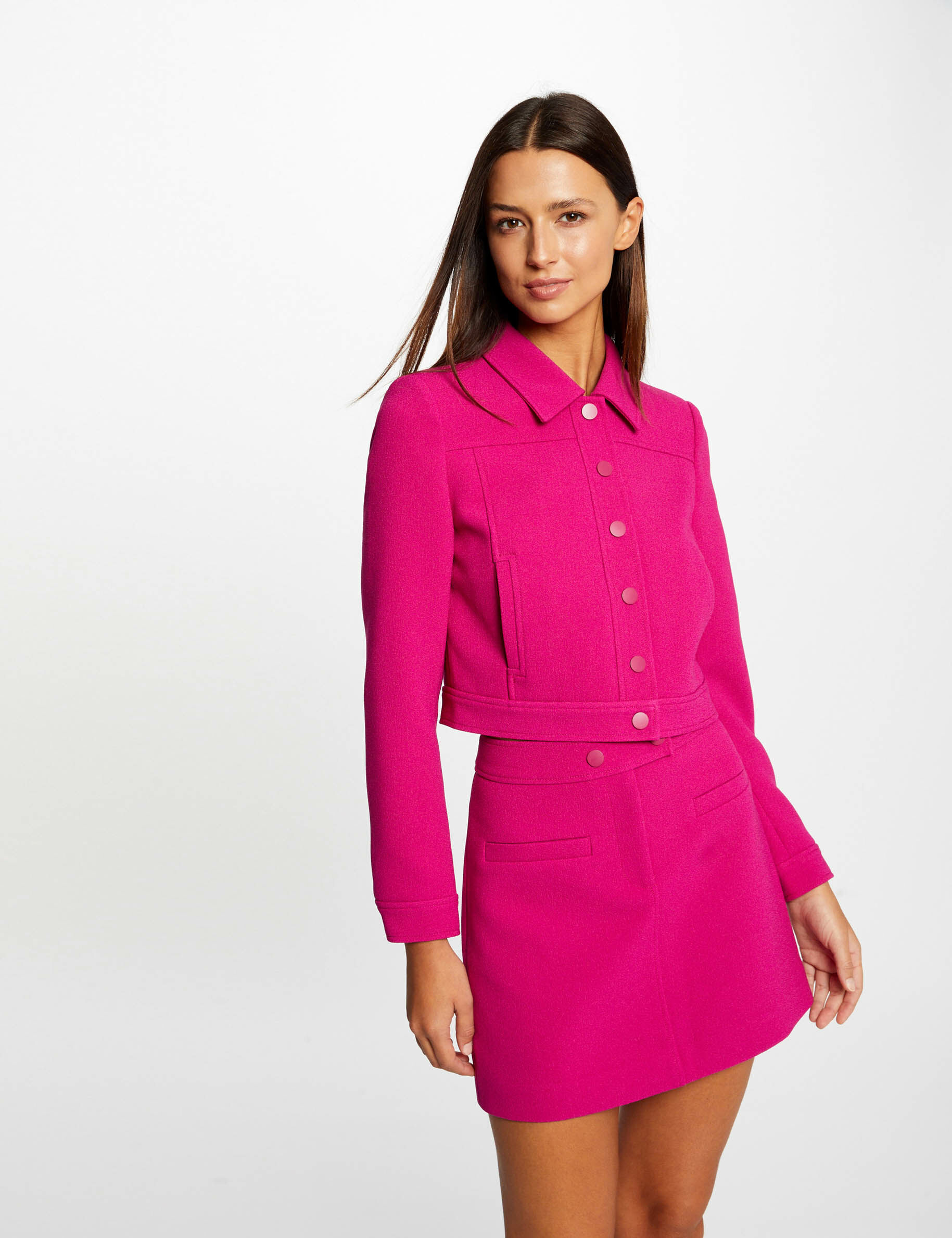 Jupe trapèze taille haute framboise femme - framboise