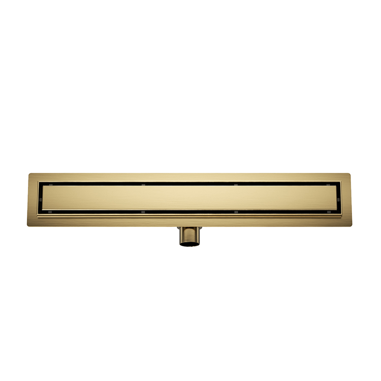 Mueller Gold douchegoot met tegelrooster en flens 90x7cm geborsteld messing
