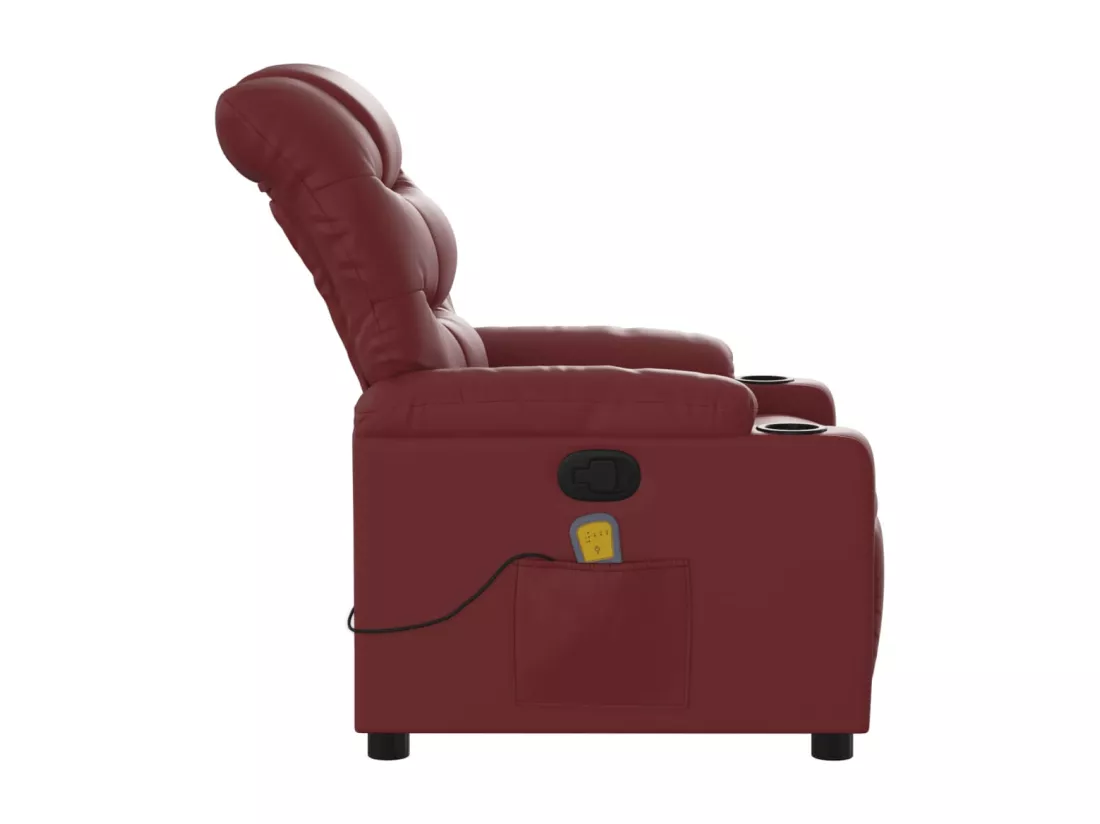 Fauteuil massant inclinable Rouge bordeaux Similicuir