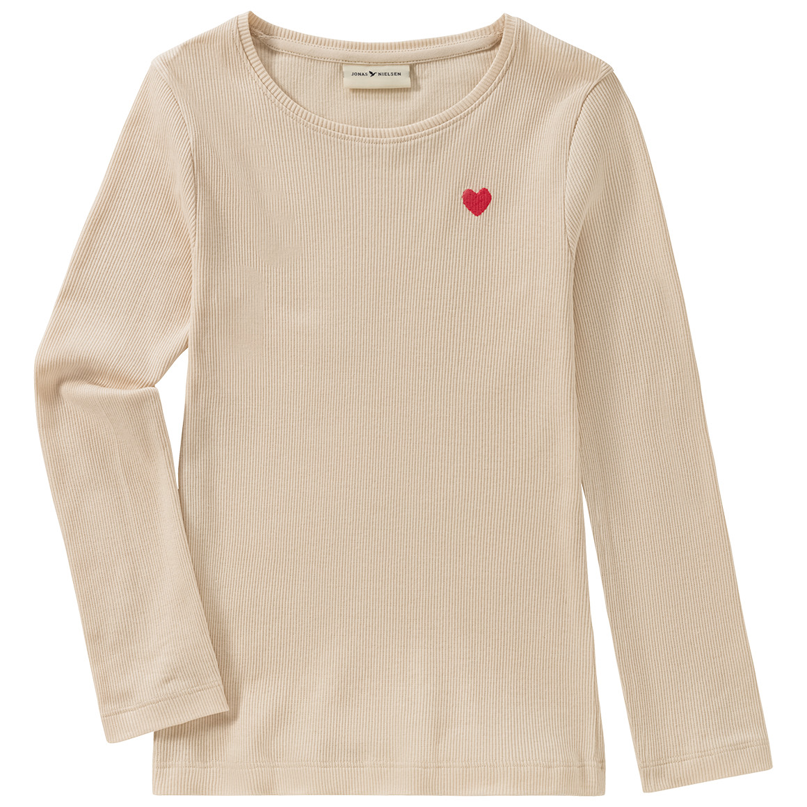 Jonas Nielsen Mädchen Langarmshirt mit Herz-Stickerei beige
