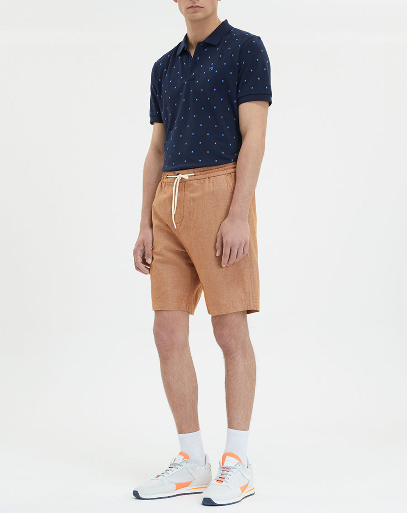 Scotch & Soda Bermuda en Coton bio & Lin Regular Fit marron clair