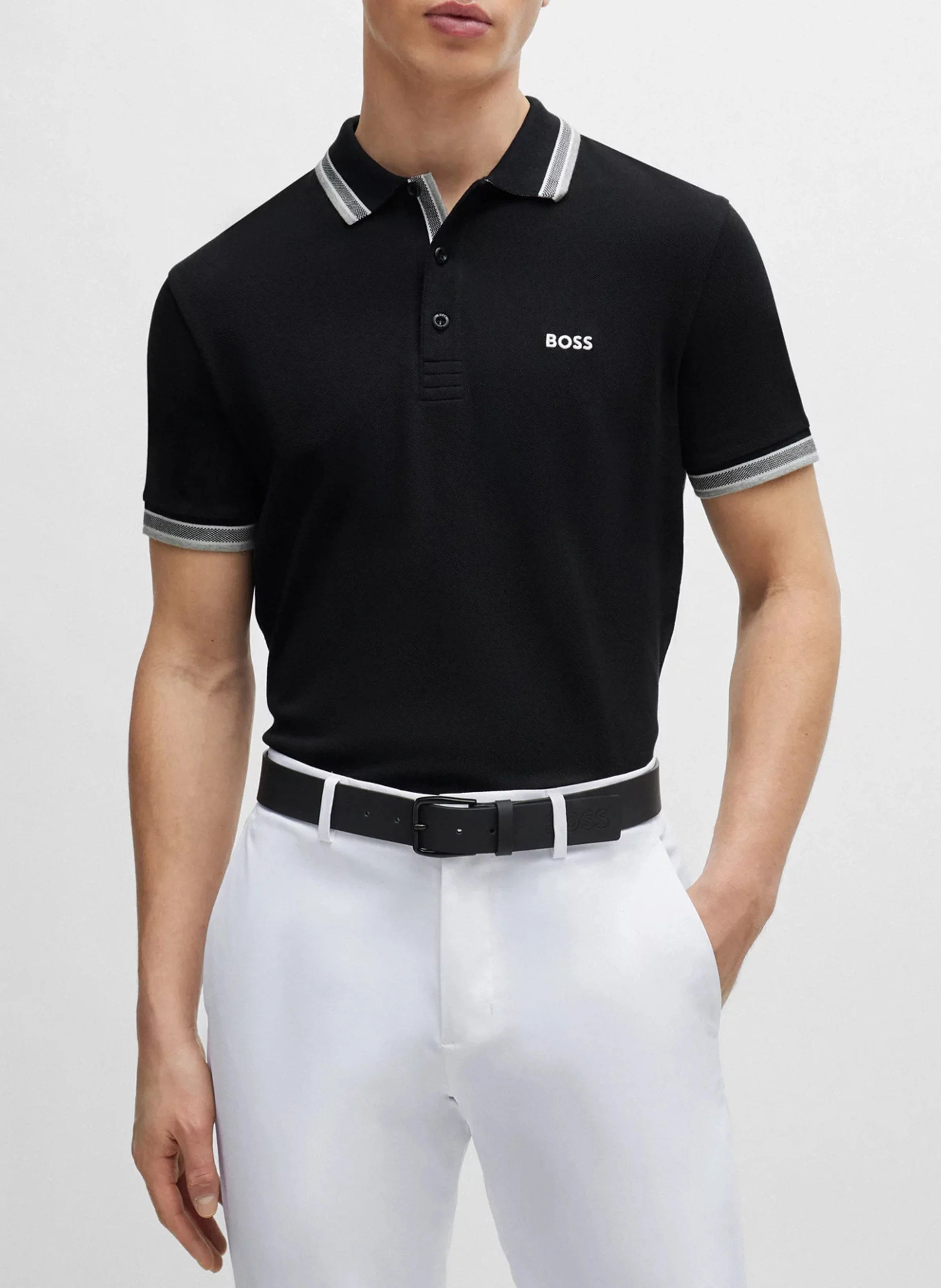 Polo regular fit en coton | Noir