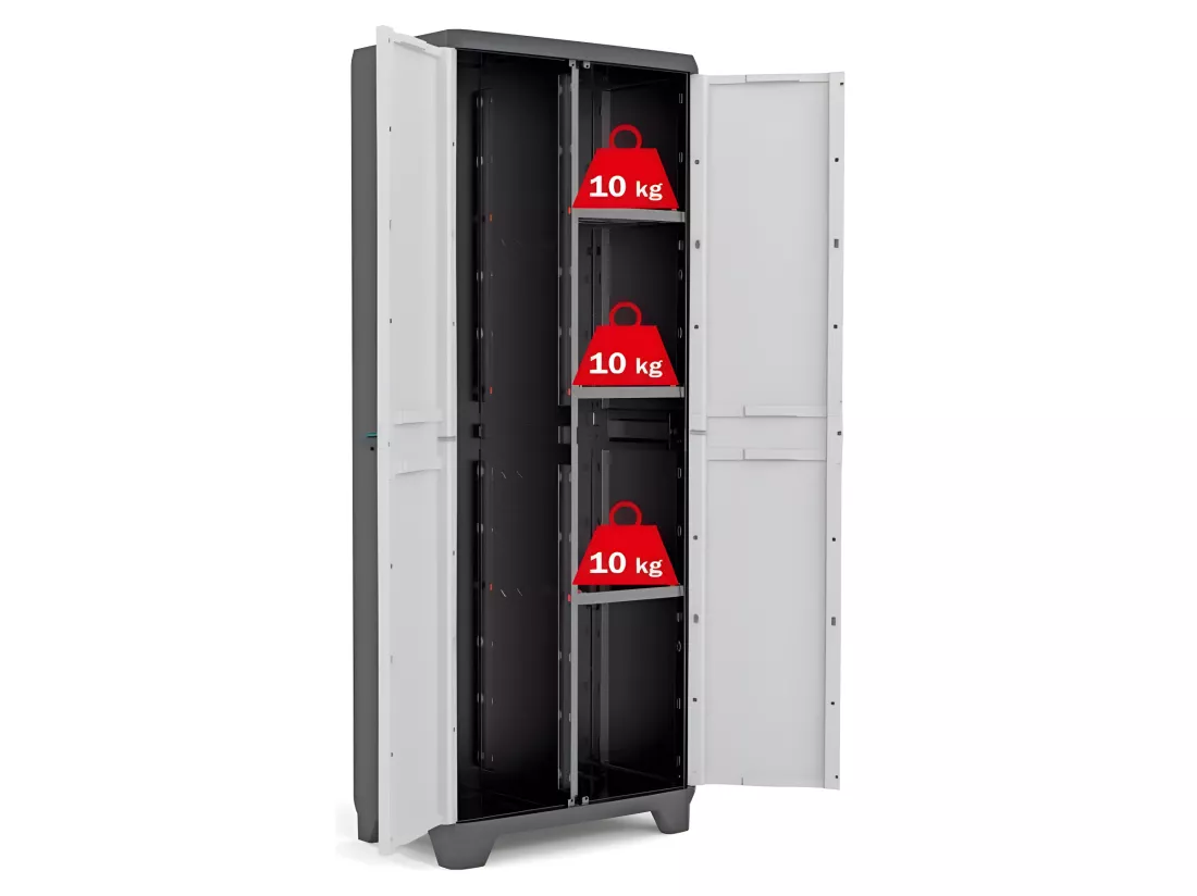 Armoire de rangement utilitaire Linear - 68 x 39 x 173 cm - Noir et gris