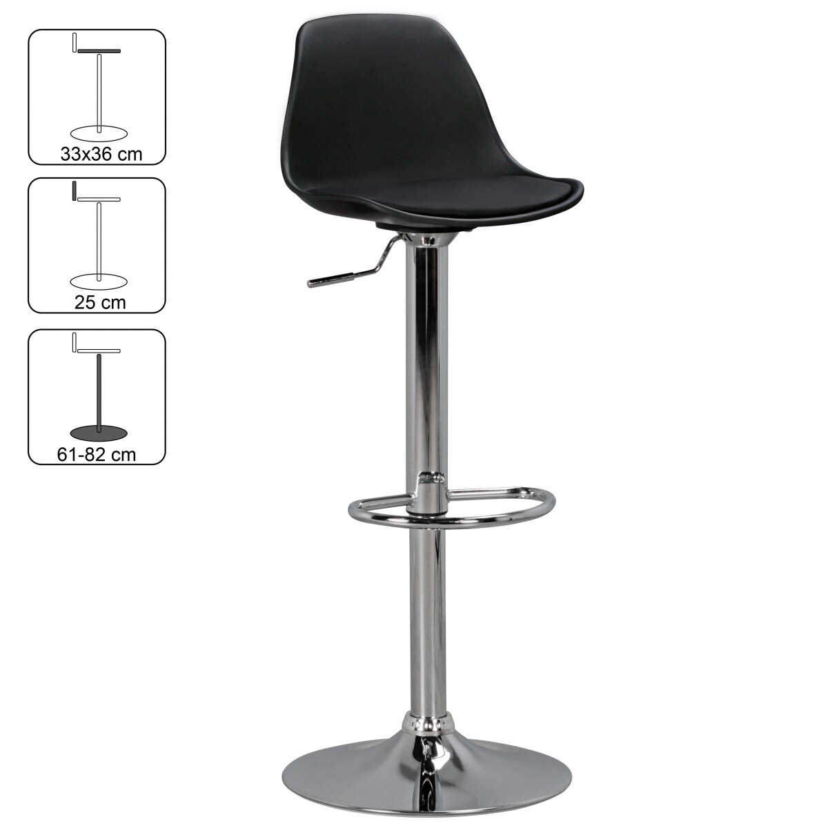KADIMA DESIGN Barhocker BERN, Lederoptik, verchromtes Gestell, 360° drehbar, max. 110 kg Belastung