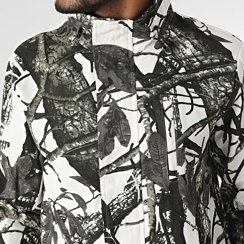 Ensemble Veste Zippée Et Pantalon Cargo Vert Kaki Blanc Camouflage