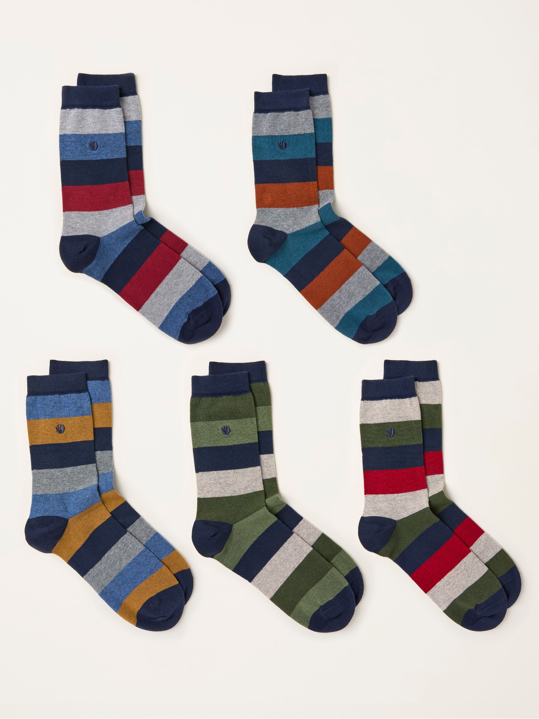 FatFace 5 Pairs of Striped Socks