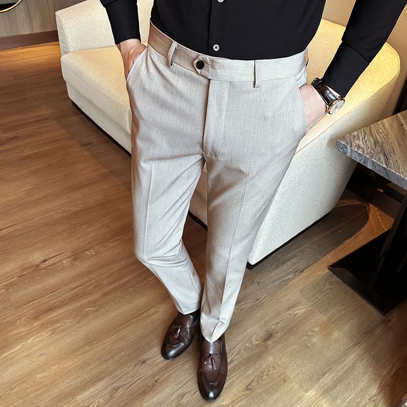 Blueforce - Mid Rise Plain Tapered Dress Pants