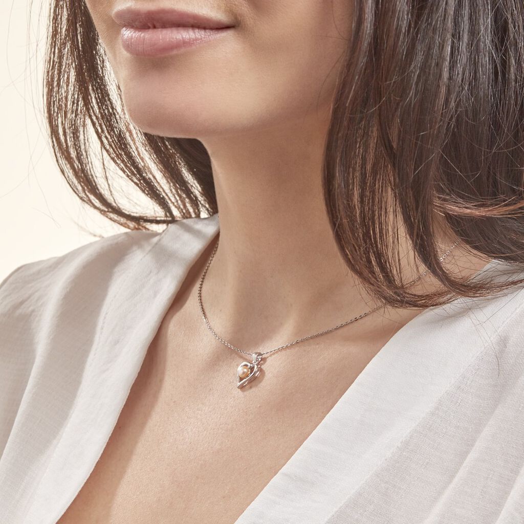 Collier Saynaae Argent Blanc Perle De Culture