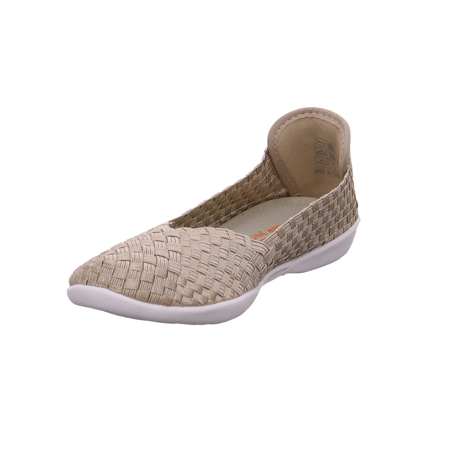 BERNIE MEV. Ballerina Gold Textil  Vegan PETA-Approved