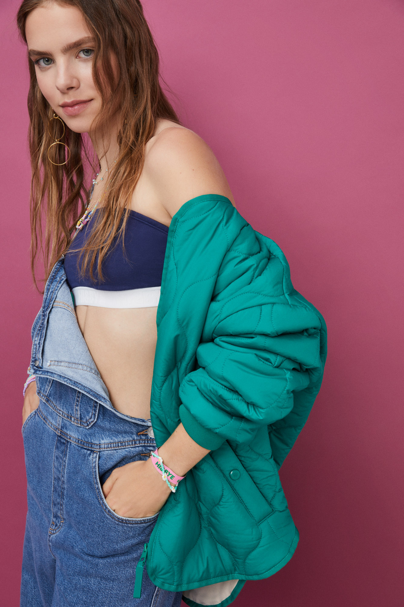 Top bandeau azul escuro de algodão