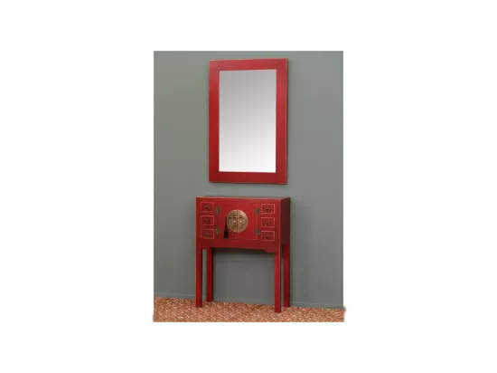 Console 2 portes, 6 tiroirs Rouge Meuble Chinois - PEKIN