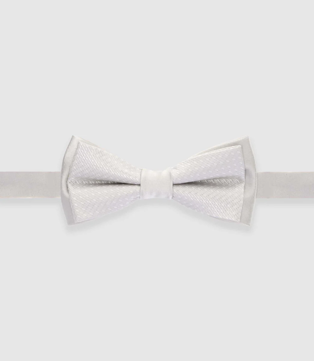 Nœud papillon double en soie gris clair NPUNIQUE