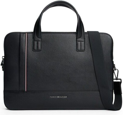 TOMMY HILFIGER - Laptoptas - Zwart - Imitatieleer - Klein