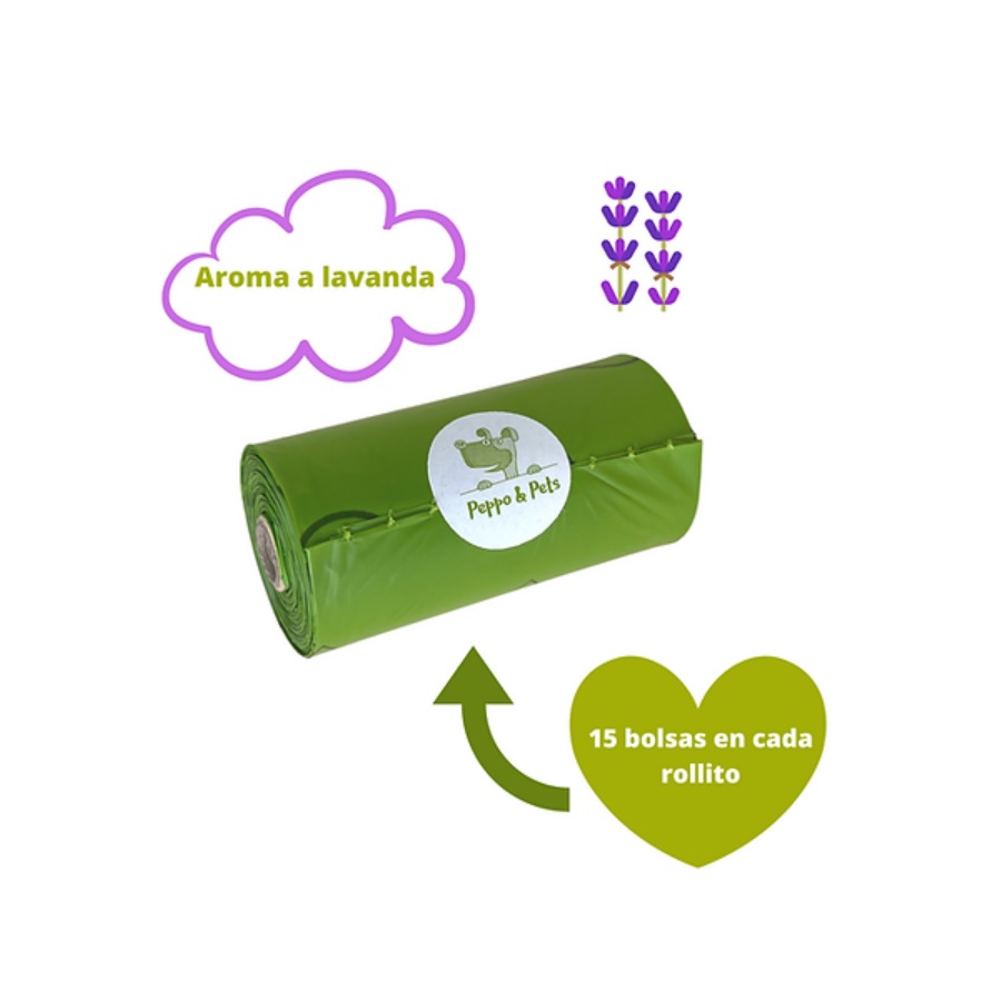 Peppo and Pets - 420 Sacos Biológicos com Aroma de Lavanda, Muito Eficazes para Fezes de Cachorro