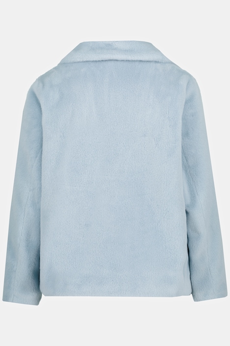 Webpelz-Jacke, Reverskragen, Druckknöpfe, kuschelweich