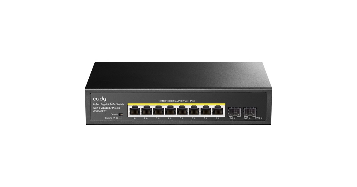 Cudy8-GbE PoE+ Switch with 2 Uplink SFP  (Zwart)