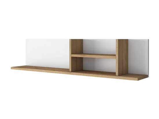 Bureau étagère Goldie en bois blanc-naturel - Dimensions 160x50x161,8 cm pour un espace de travail moderne