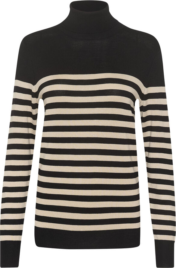 Kaffe KAlizza Striped Roll Neck Black/feather gray mel. stripe