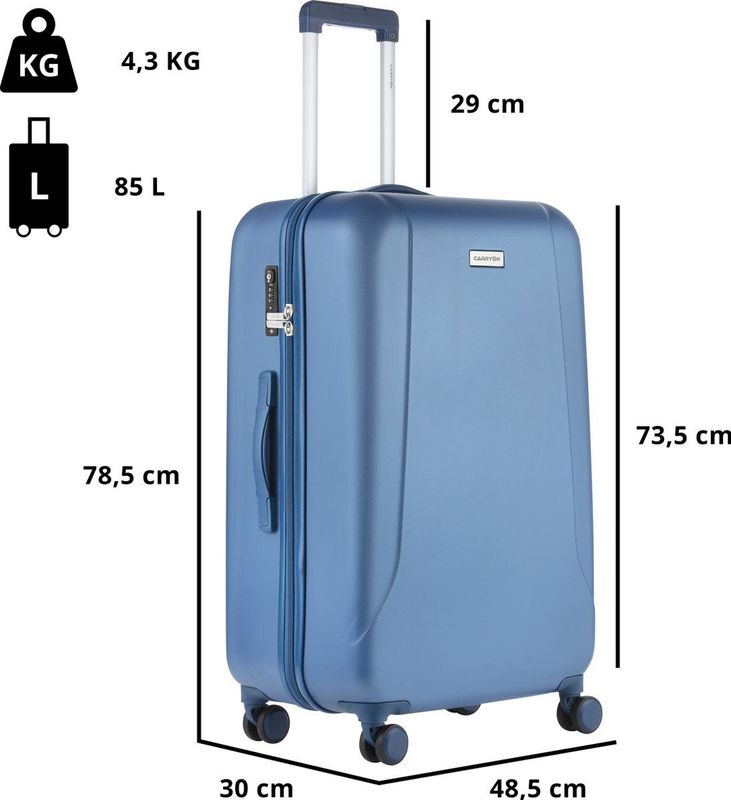 CarryOn - Skyhopper - Ruimbagage Koffer - Blauw - Duurzaam Materiaal