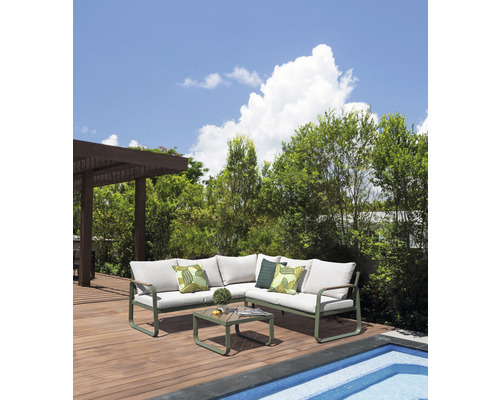 Garden Place Skyla 5-persoons tuinmeubelset bestaande uit: tafel, 1 hoekmodule (aluminium/kunststof, groen)